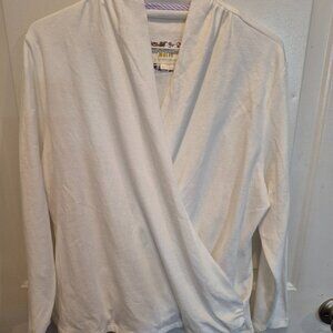 Anthropologie by Maeve Long Sleeve Wrap T-Shirt; Women's Size XL; White; EUC